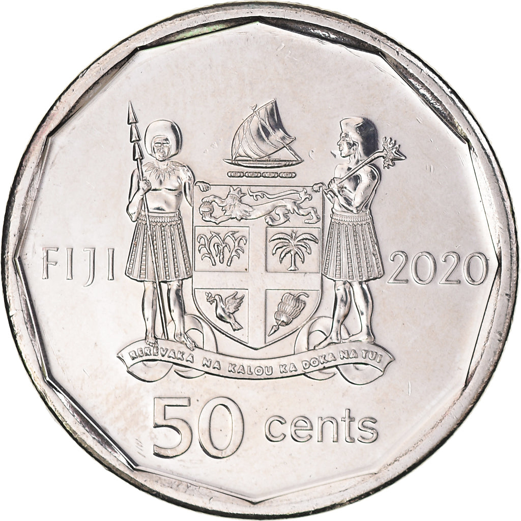 Coin, Fiji, 50 Cents, 2020, 50 ans of independence.colorized, MS(63), Nickel