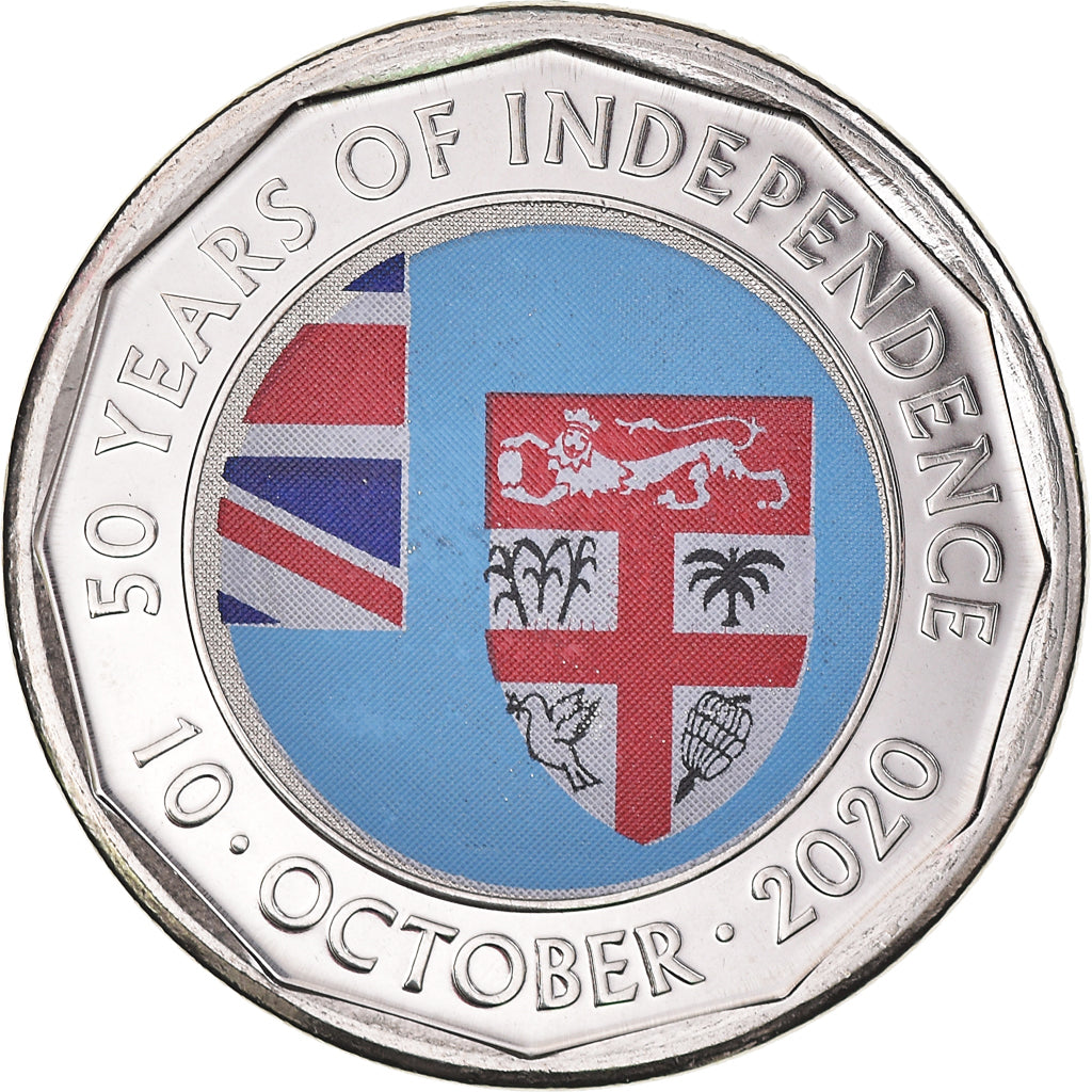 Coin, Fiji, 50 Cents, 2020, 50 ans of independence.colorized, MS(63), Nickel