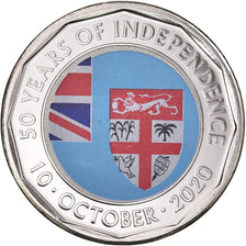 Coin, Fiji, 50 Cents, 2020, 50 ans of independence.colorized, MS(63), Nickel