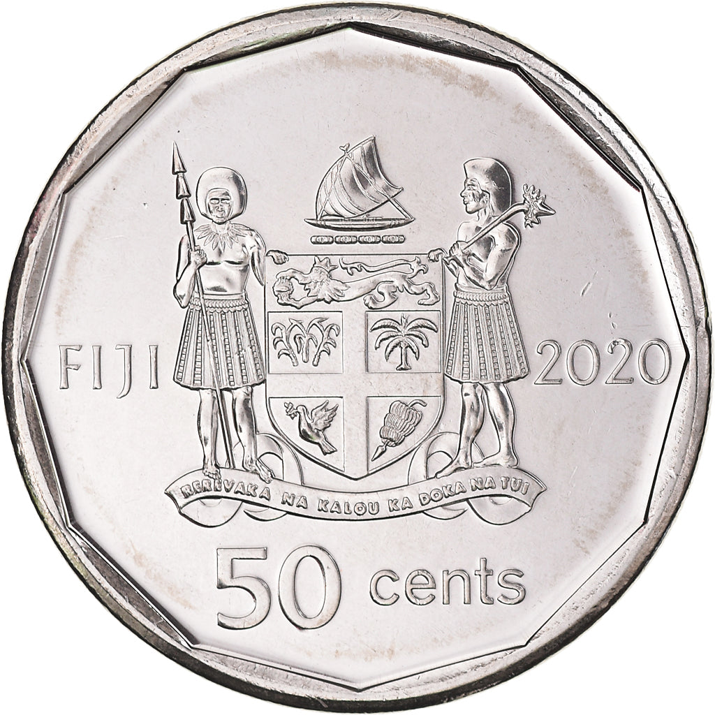 Coin, Fiji, 50 Cents, 2020, 50 ans of independence.colorized, MS(63), Nickel
