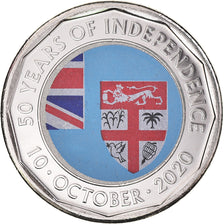Coin, Fiji, 50 Cents, 2020, 50 ans of independence.colorized, MS(63), Nickel