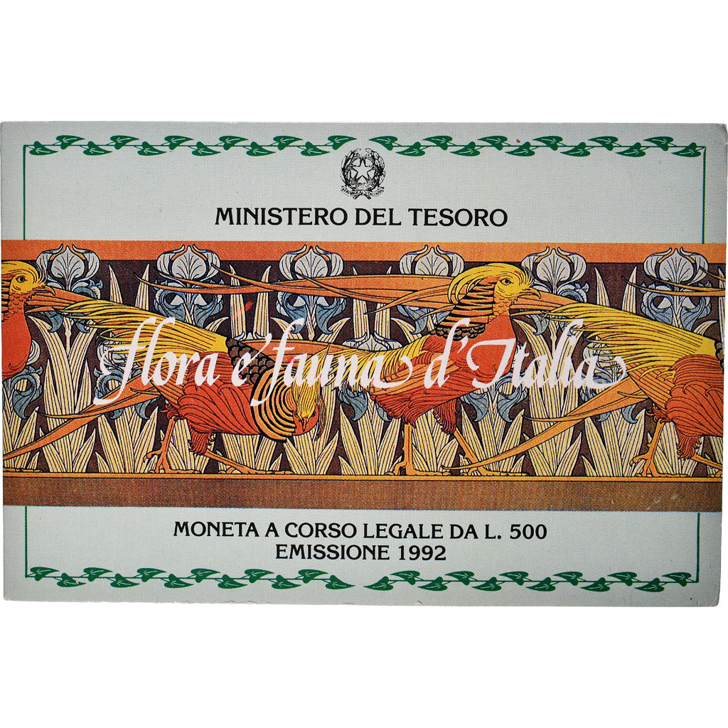 Coin, Italy, Faune et flore d’Italie 2e émission, 500 Lire, 1992, Rome, FDC