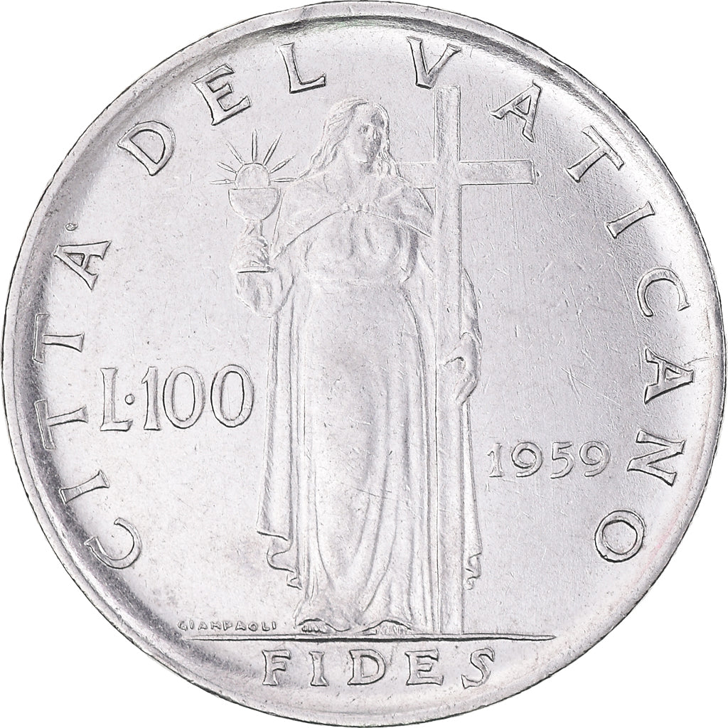 Monnaie, Cité du Vatican, John XXIII, 100 Lire, 1959, TTB+, Acier inoxydable