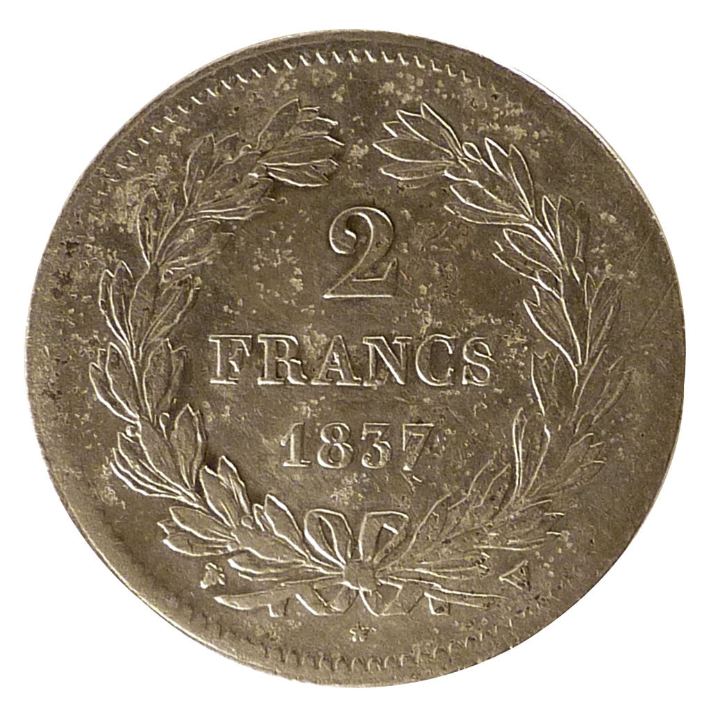 FRANCE, Louis-Philippe, 2 Francs, 1837, Lille, KM #743.13, EF(40-45), Silver,...