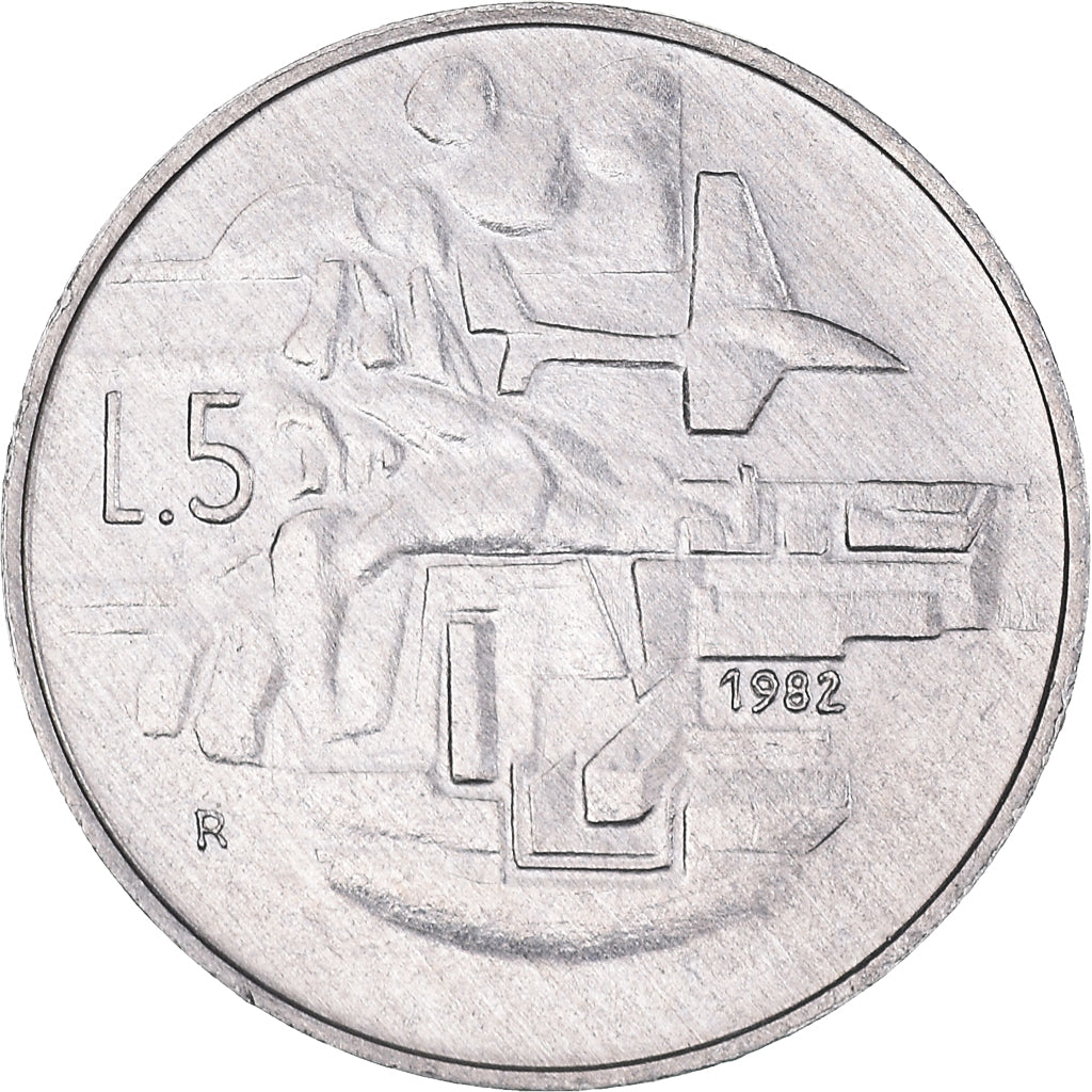 Coin, San Marino, 5 Lire, 1982, Rome, AU(50-53), Aluminum, KM:133