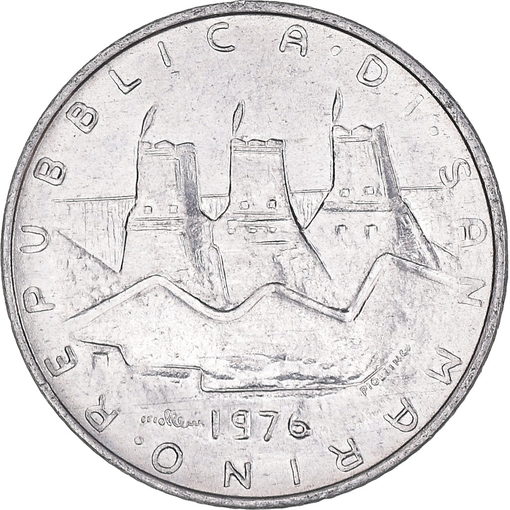 Munten, San Marino, 2 Lire, 1976, ZF, Aluminium, KM:52