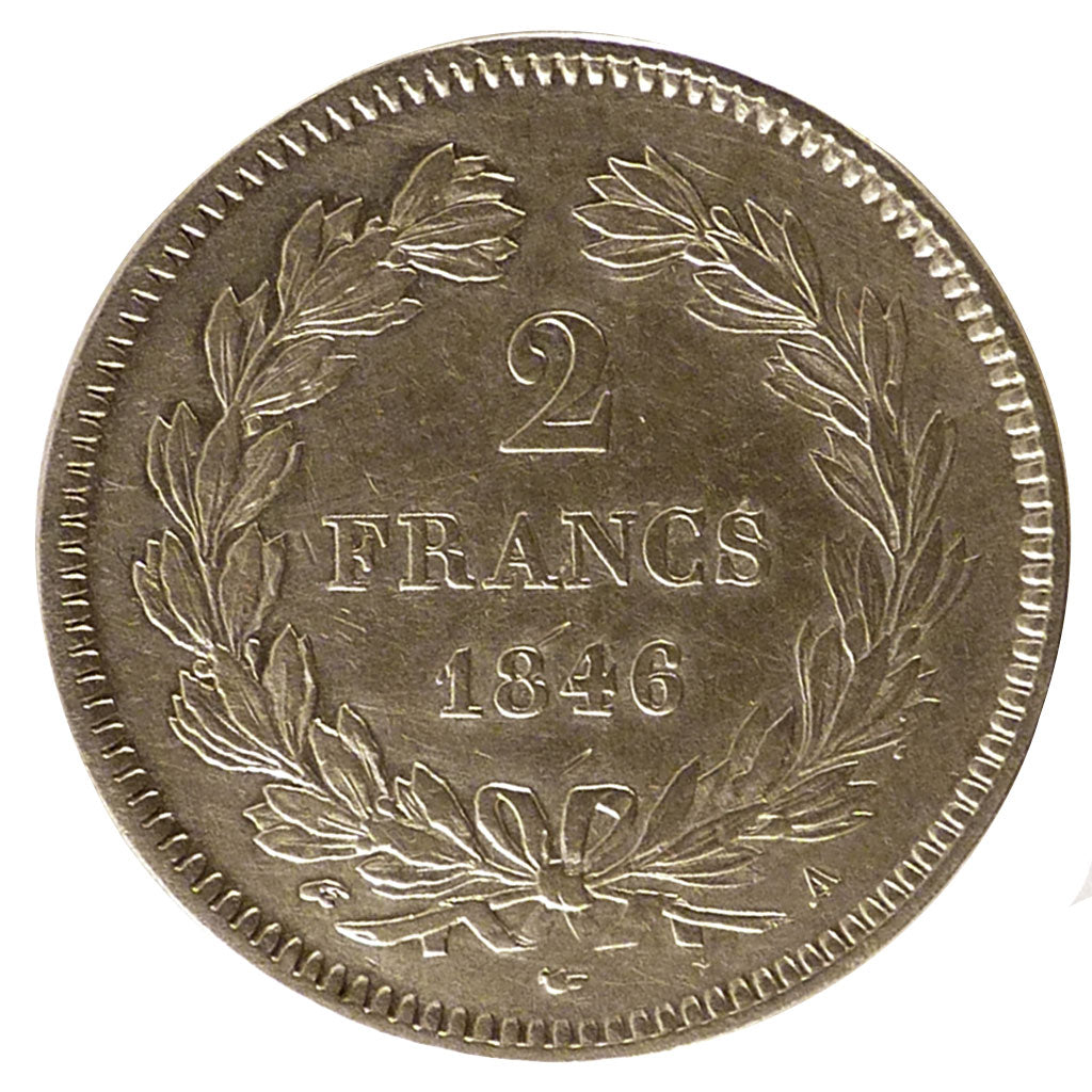 FRANCE, Louis-Philippe, 2 Francs, 1846, Paris, KM #743.1, EF(40-45), Silver,...