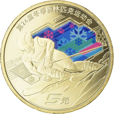 Moeda, China, 5 Yüan, 2022, Colorized.JO DE PÉKIN, MS(63), laiton