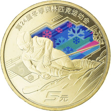 Coin, China, 5 Yüan, 2022, Colorized.JO DE PÉKIN, MS(63), laiton