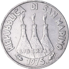 Coin, San Marino, Lira, 1975, AU(50-53), Aluminum, KM:40
