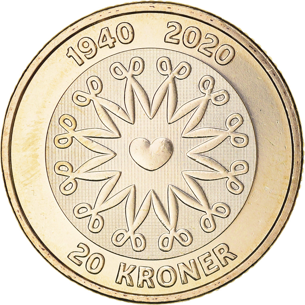 Coin, Denmark, 20 Kroner, 2020, Anniversaire de la reine Margrethe II, MS(63)