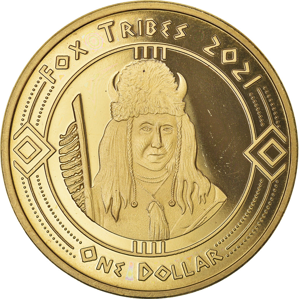 Coin, United States, Dollar, 2021, U.S. Mint, Fox tribes.BE.	Fantasy items