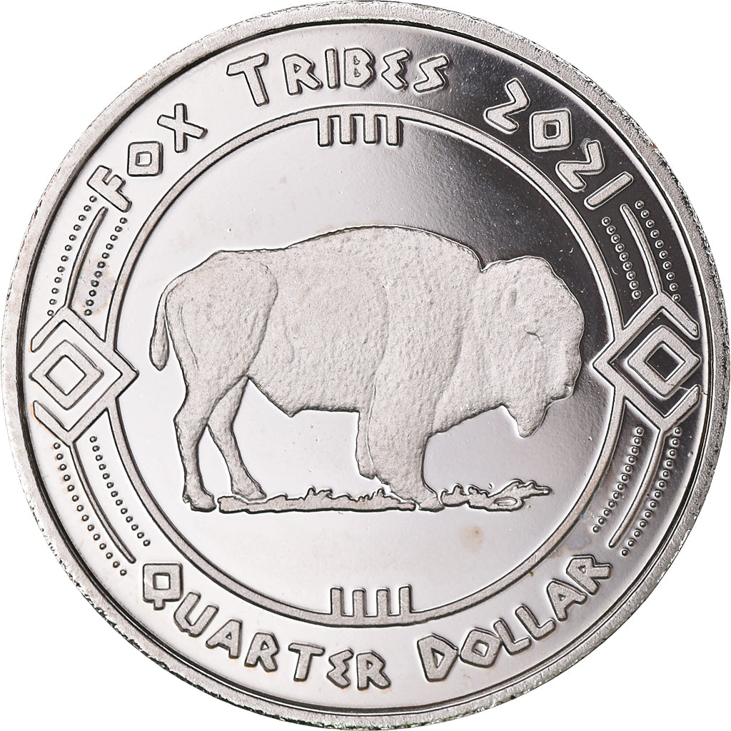 Coin, United States, Quarter, 2021, U.S. Mint, Fox tribes.BE.Fantasy items