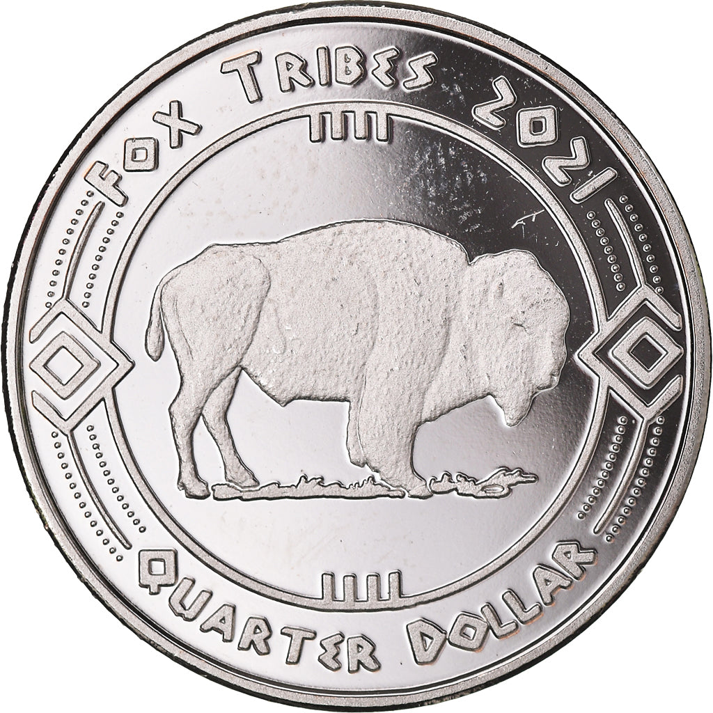 Coin, United States, Quarter, 2021, U.S. Mint, Fox tribes.BE.Fantasy items