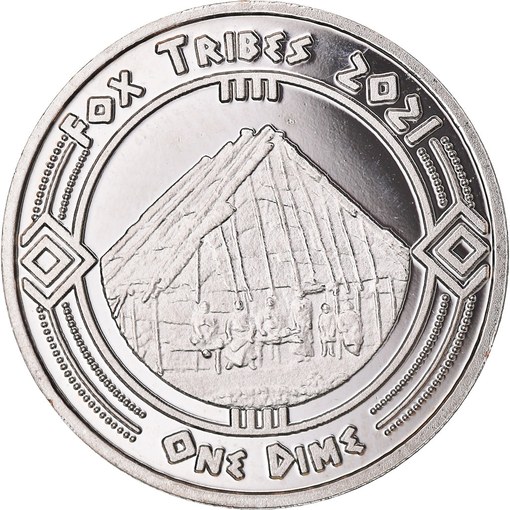 Coin, United States, Dime, 2021, U.S. Mint, Fox tribes.BE.Fantasy items, MS(63)