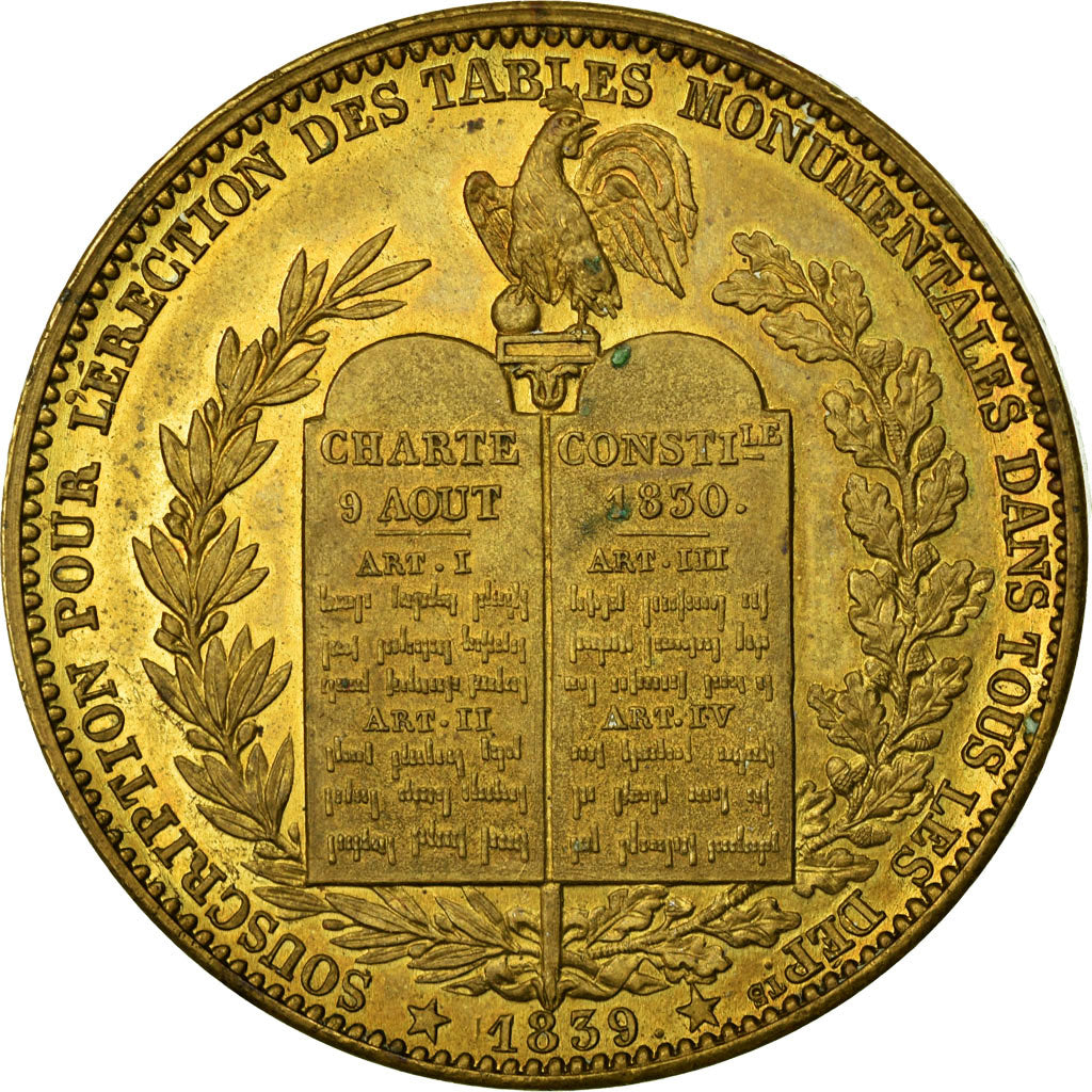 Coin, France, 1 Décime, 1839, MS(60-62), Brass