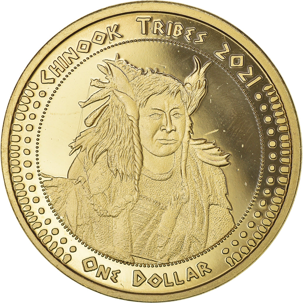 Coin, United States, Dollar, 2021, U.S. Mint, Chinook tribes.BE. Monnaie de