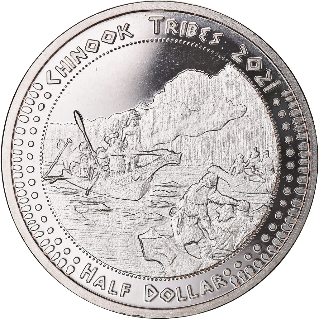 Coin, United States, Half Dollar, 2021, U.S. Mint, Chinook tribes.BE. Monnaie de