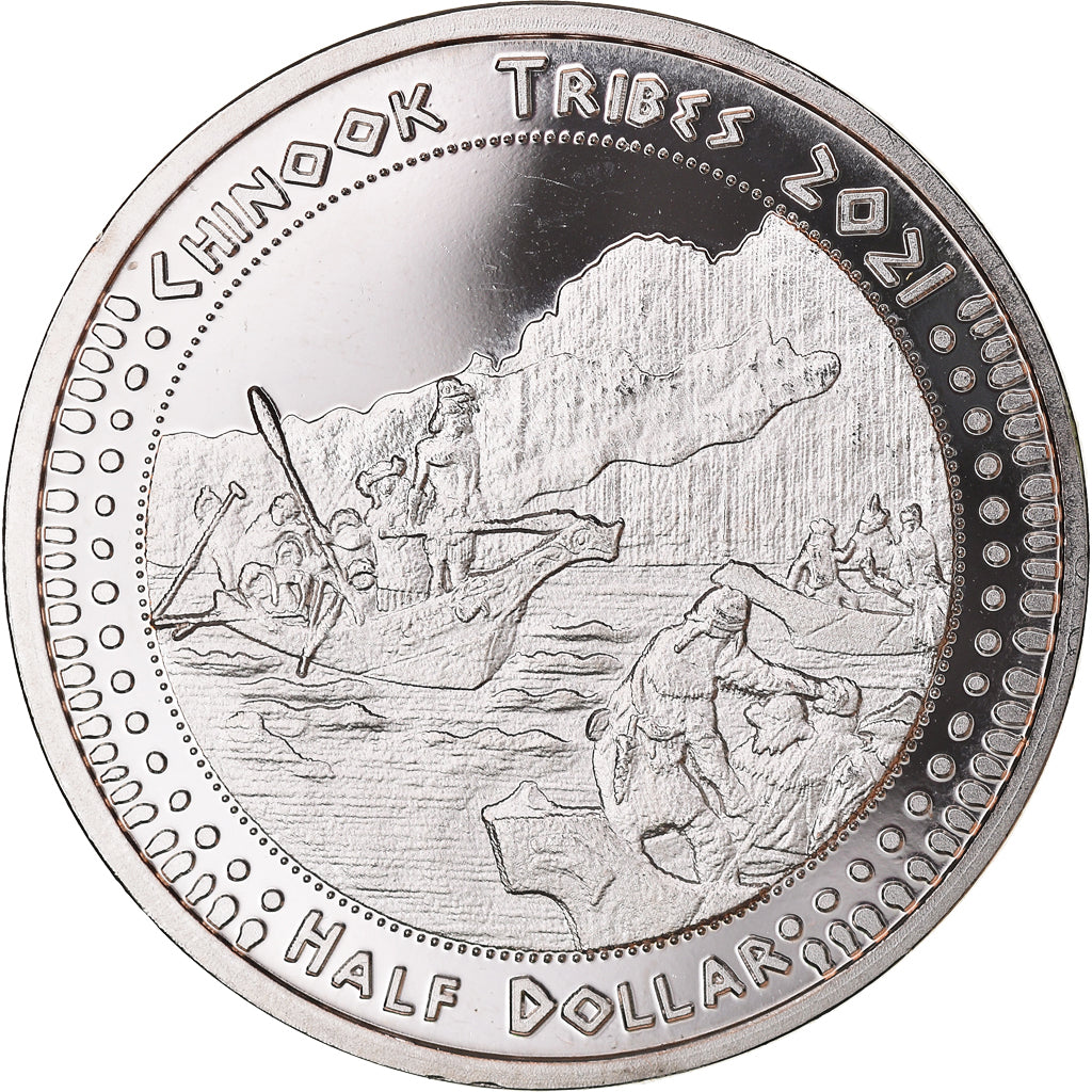 Coin, United States, Half Dollar, 2021, U.S. Mint, Chinook tribes.BE. Monnaie de