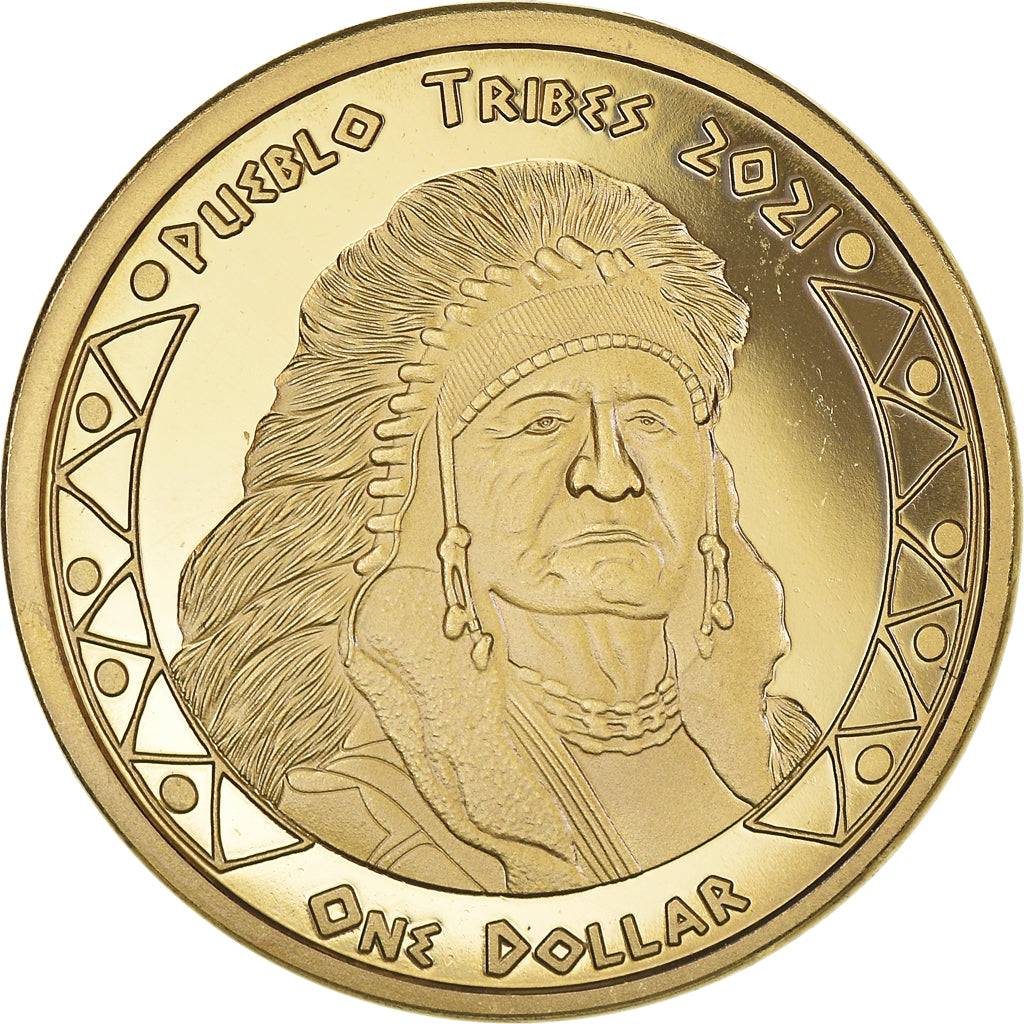 Coin, United States, Dollar, 2021, U.S. Mint, Pueblo tribes.BE.Monnaie de