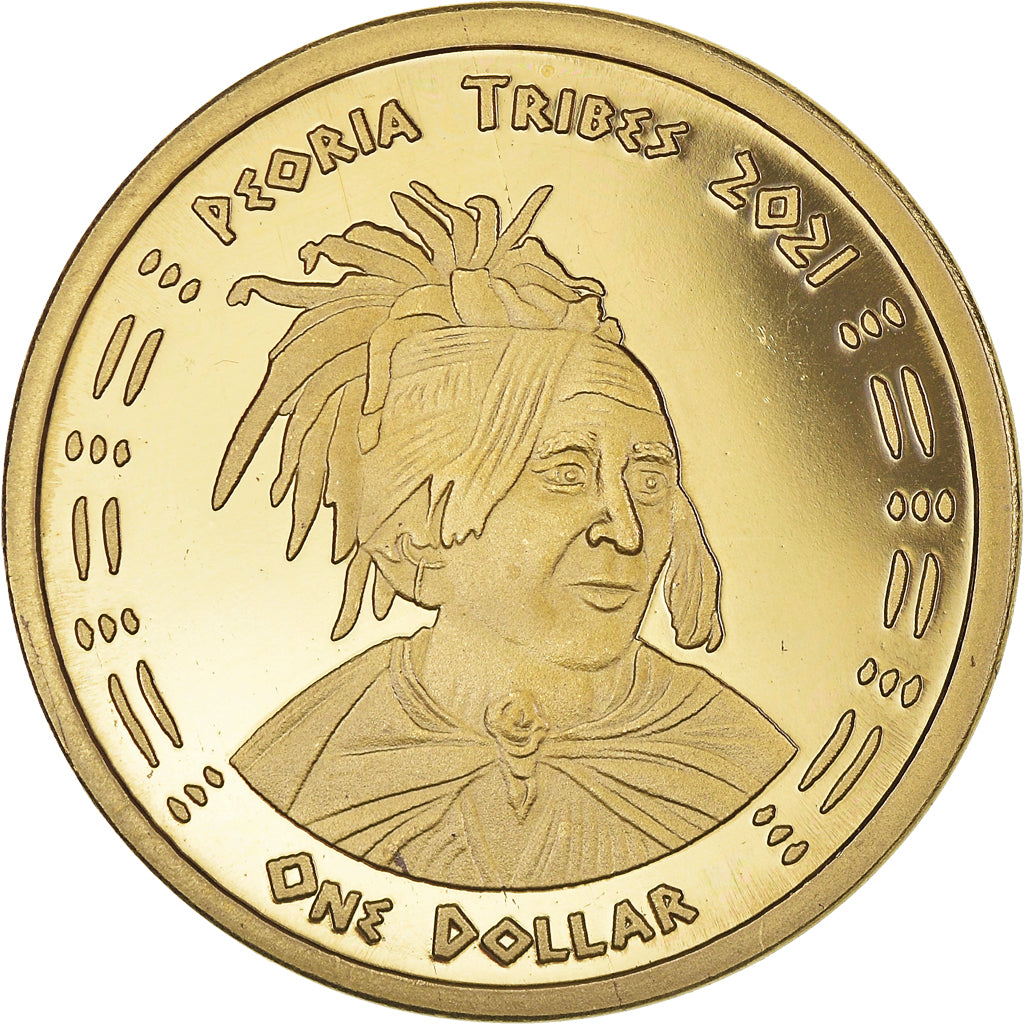 Coin, United States, Dollar, 2021, U.S. Mint, Peoria tribes.BE.Fantasy items