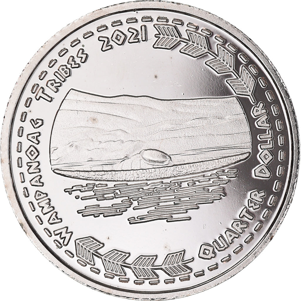 Coin, United States, quarter dollar, 2021, U.S. Mint, Wampanoag tribes