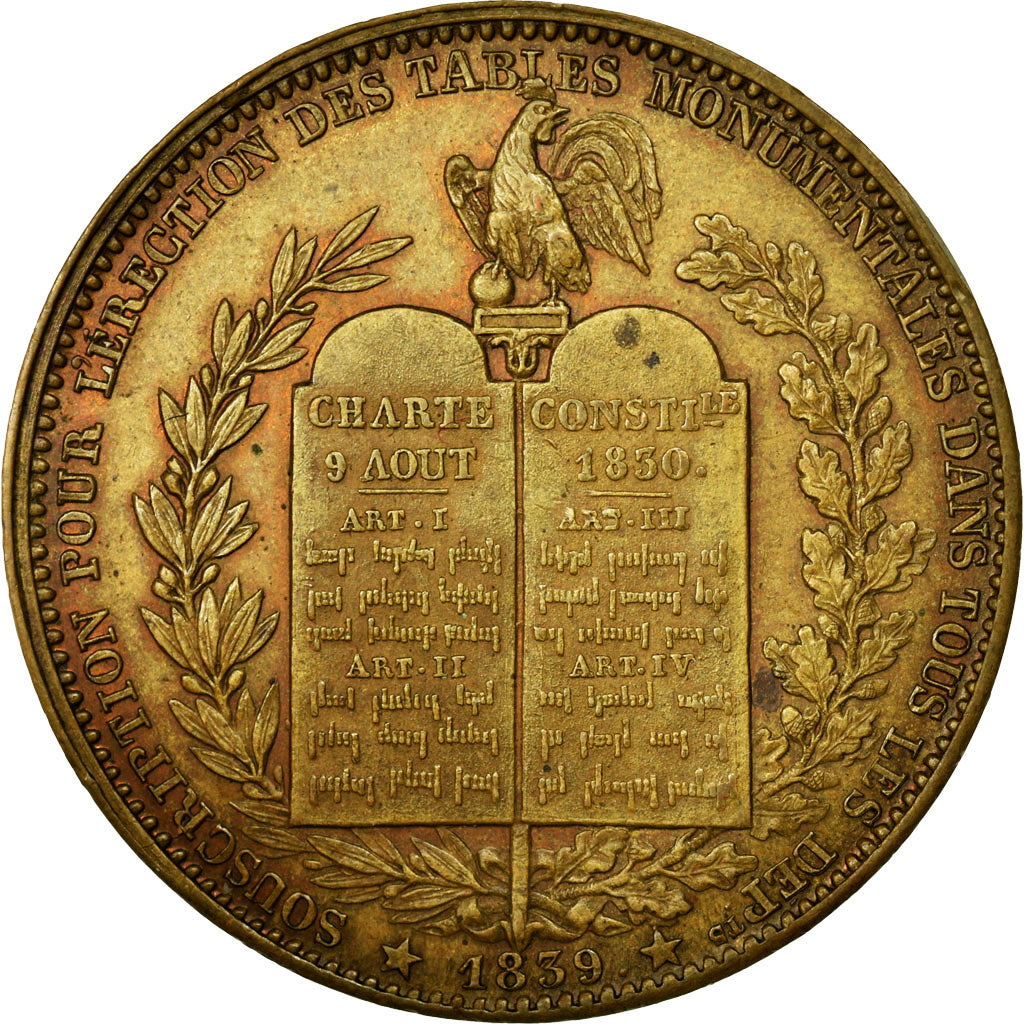 Coin, France, 1 Décime, 1839, AU(55-58), Brass