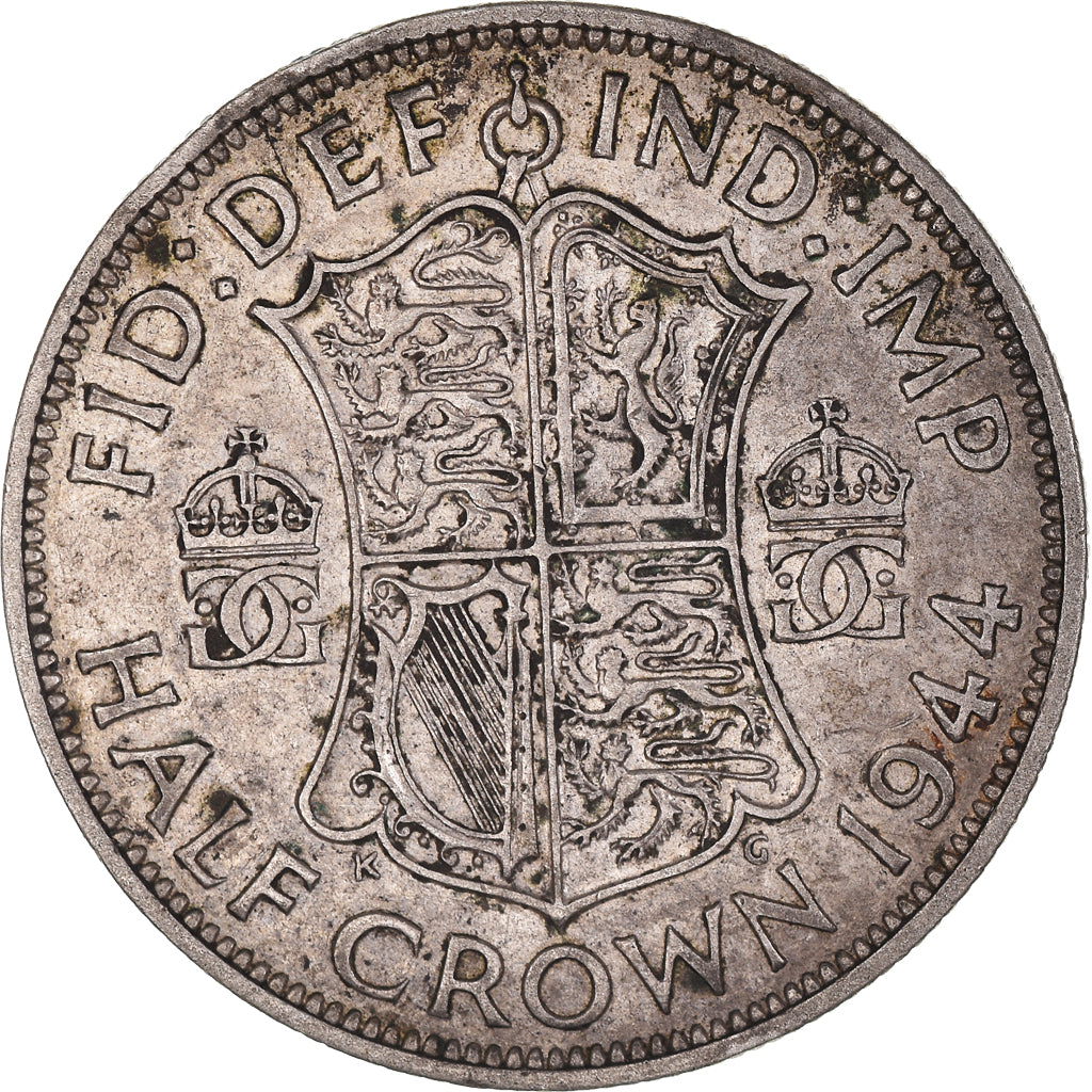 Coin, Great Britain, George VI, 1/2 Crown, 1944, VF(30-35), Silver, KM:856