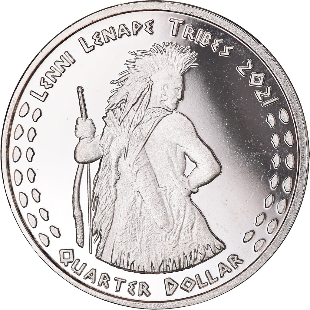 Coin, United States, quarter dollar, 2021, U.S. Mint, Lenni Lenape tribes.BE.