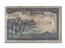 Banknote, Belgian Congo, 10 Francs, 1952, 1952-05-12, VF(30-35)