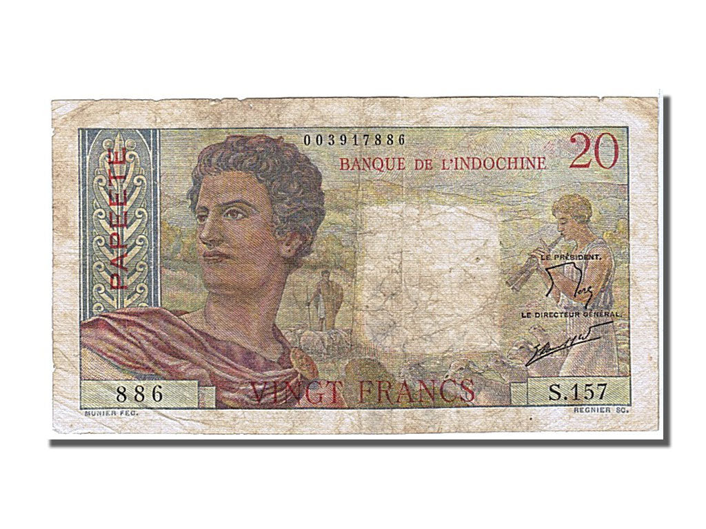 Tahiti, 20 Francs, 1951, KM #21c, VF(20-25), 886
