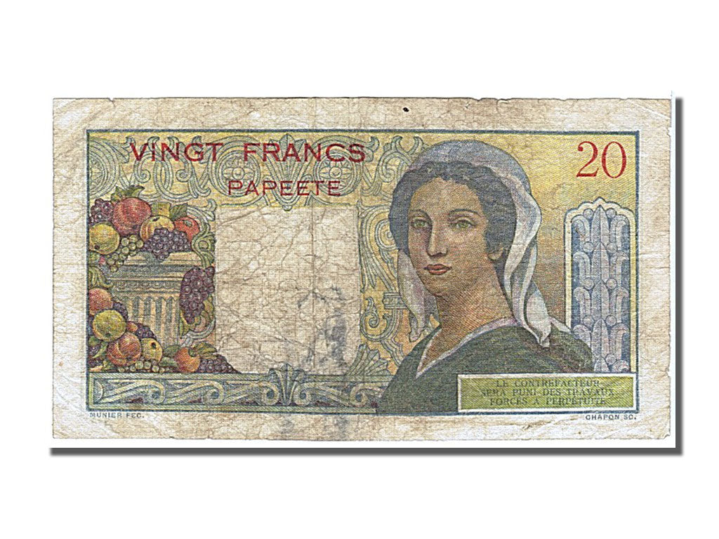 Tahiti, 20 Francs, 1951, KM #21c, VF(20-25), 886