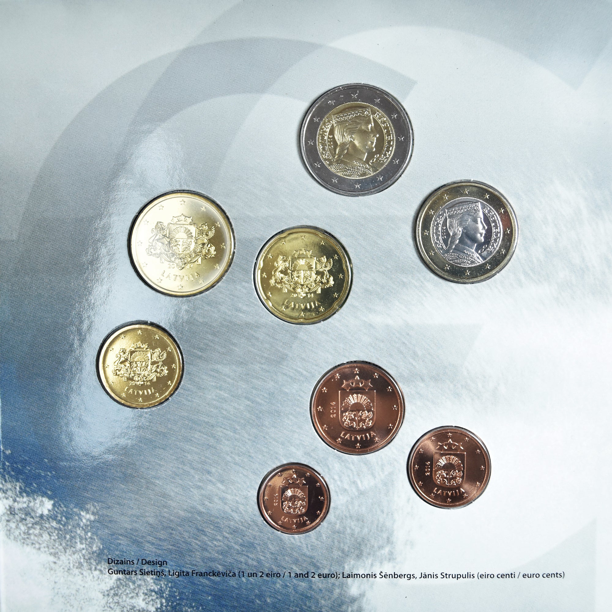Latvia, Set, 2014, Latvia .Set 8 monnaies Euro .BU, MS(65-70)