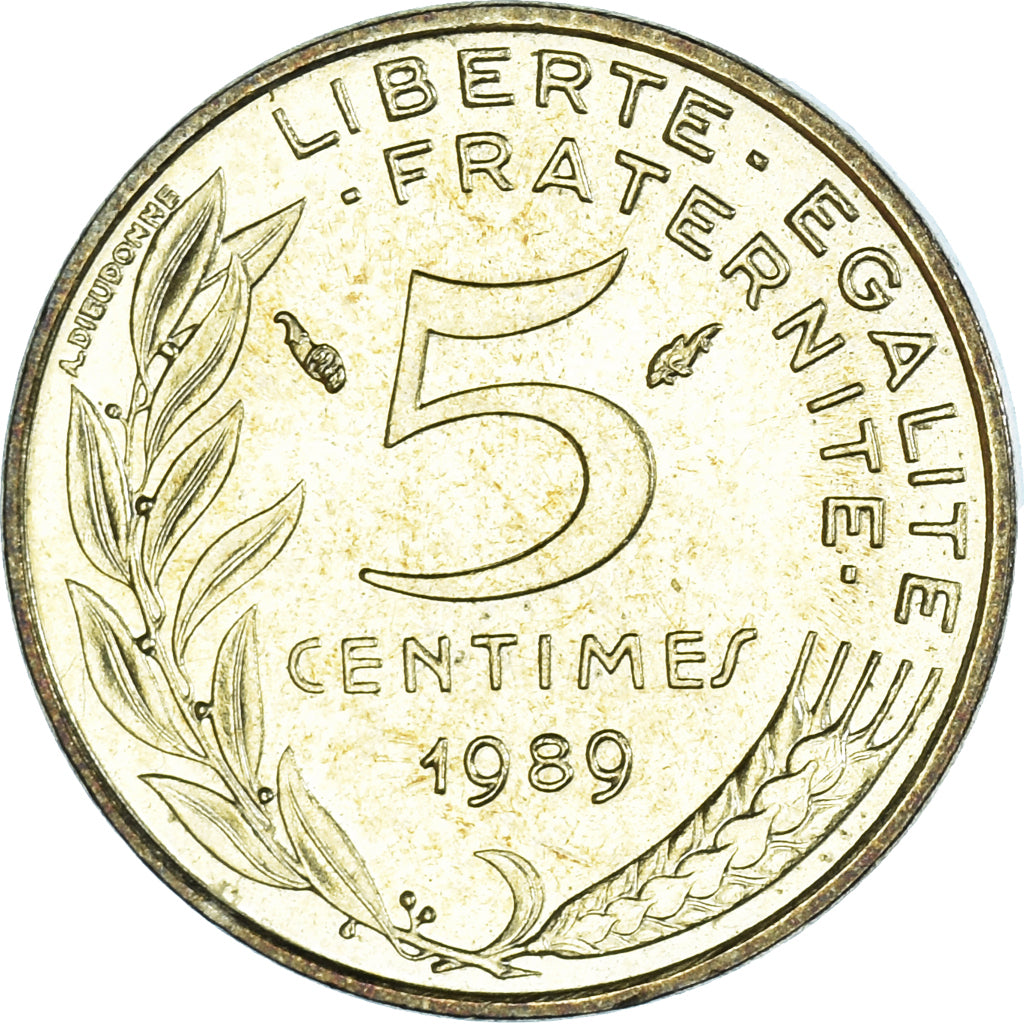 Coin, France, Marianne, 5 Centimes, 1989, Paris, AU(55-58), Aluminum-Bronze