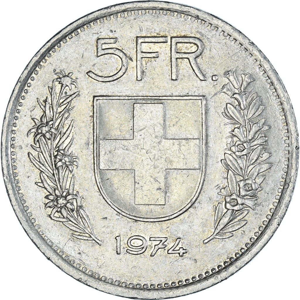 Moneta, Svizzera, 5 Francs, 1974, Bern, BB, Rame-nichel, KM:40a.1
