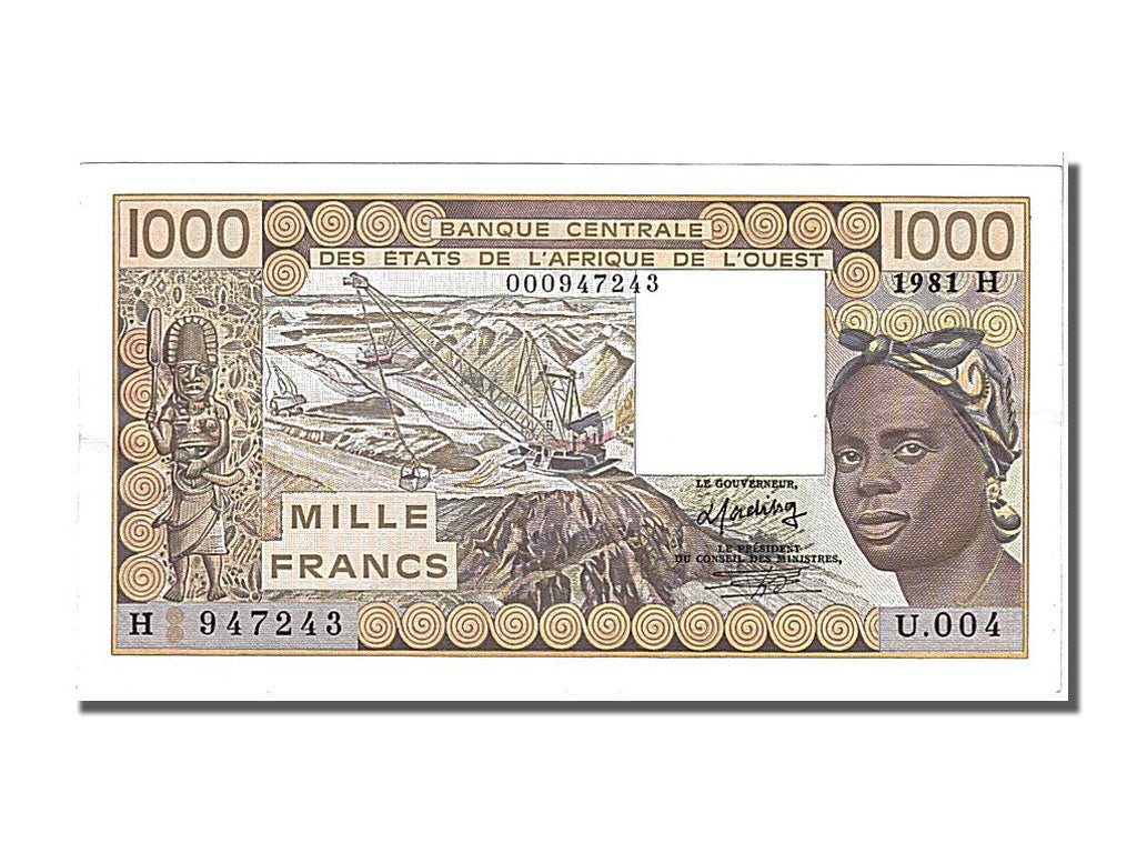 West African States, 1000 Francs, 1981, KM #107Ab, UNC(60-62), 000947243