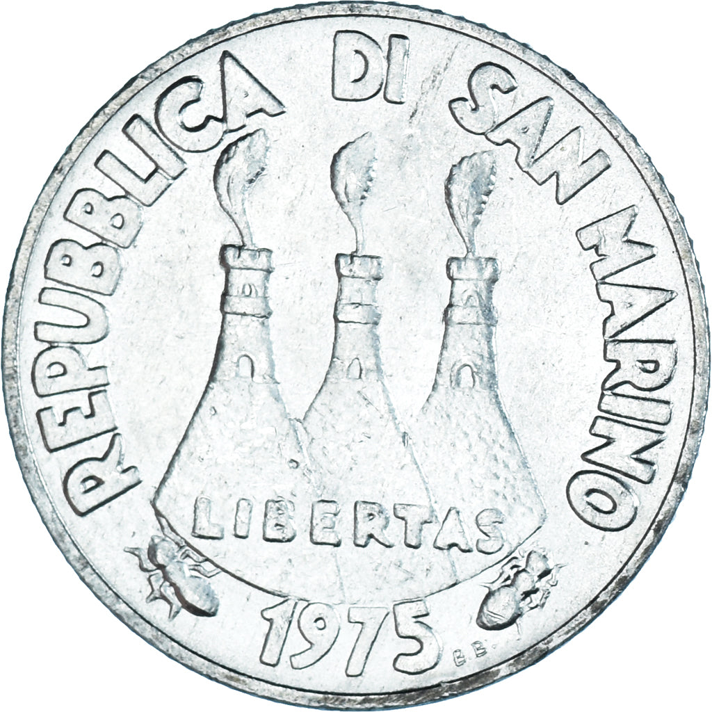 Moneta, San Marino, 2 Lire, 1975, SPL, Alluminio, KM:41