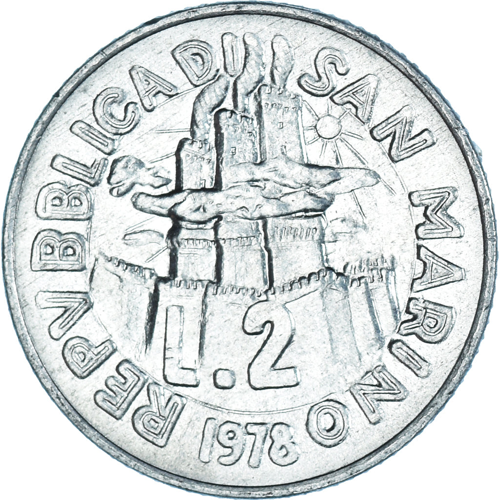 Münze, San Marino, 2 Lire, 1978, Rome, UNZ, Aluminium, KM:77