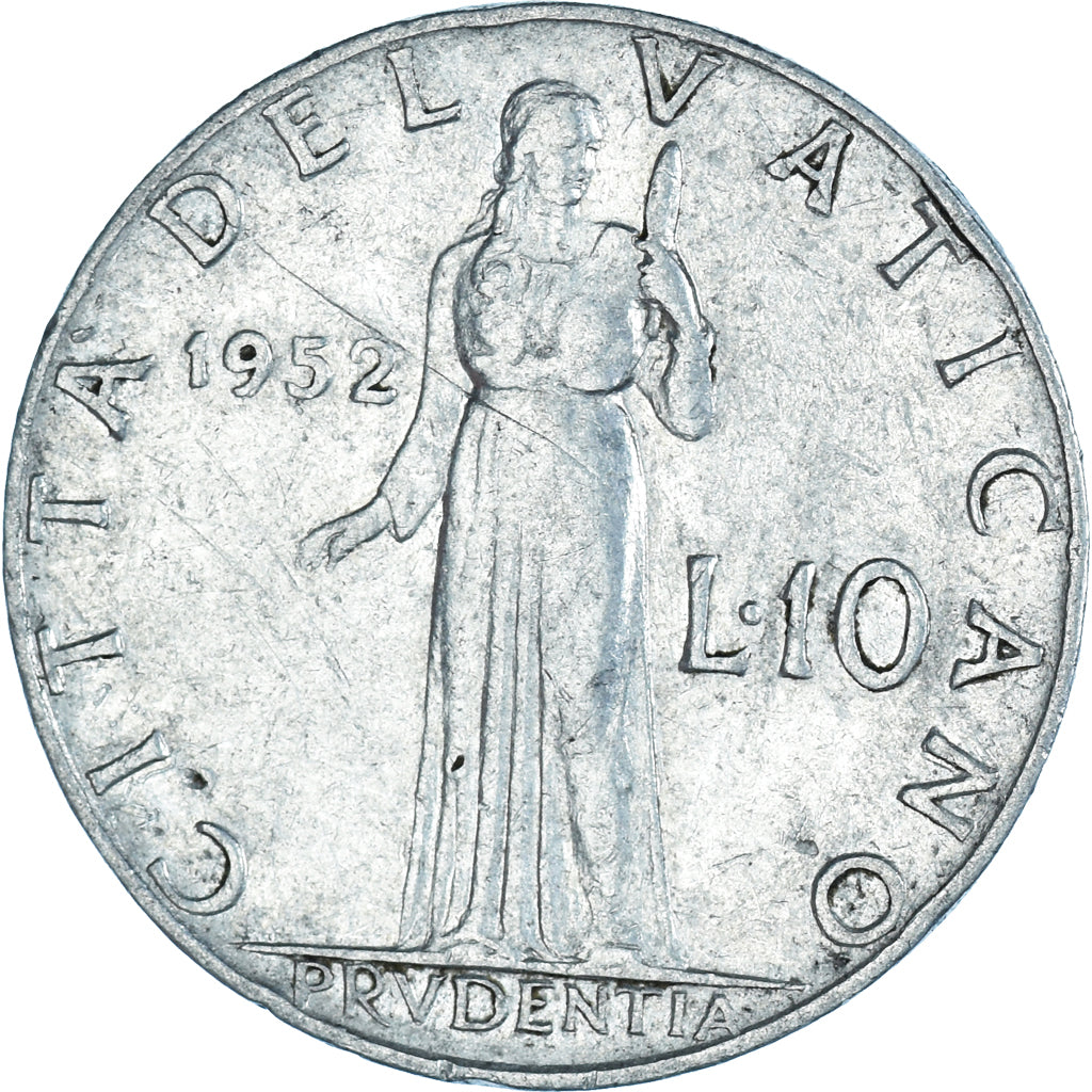 Moeda, CIDADE DO VATICANO, Pius XII, 10 Lire, 1952, VF(20-25), Alumínio