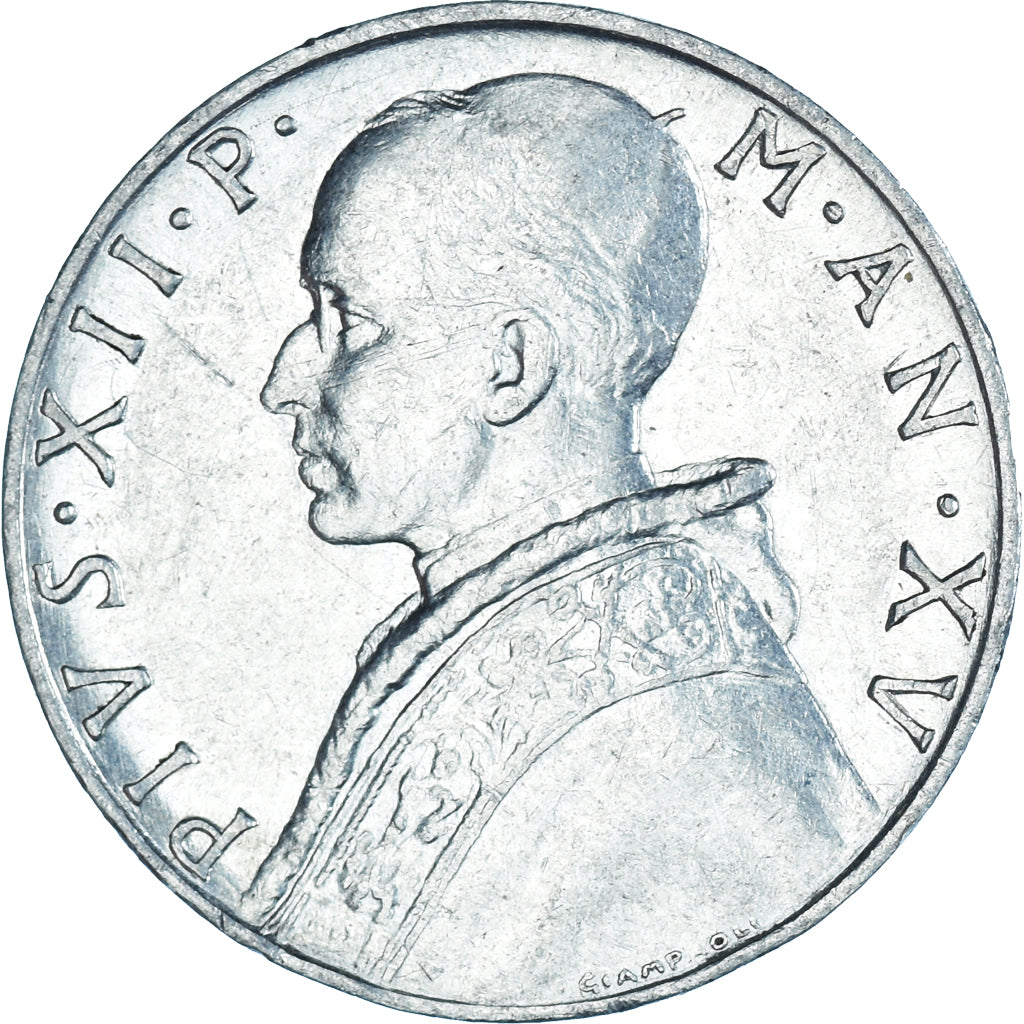 Coin, VATICAN CITY, Pius XII, 10 Lire, 1953, AU(50-53), Aluminum, KM:52.1