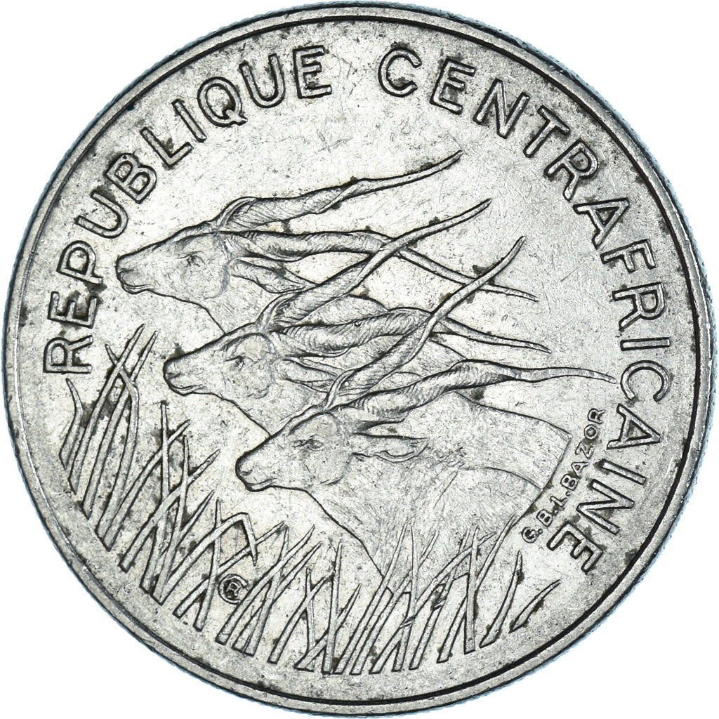 Coin, Central African Republic, 100 Francs, 1972, type 1, EF(40-45), Nickel