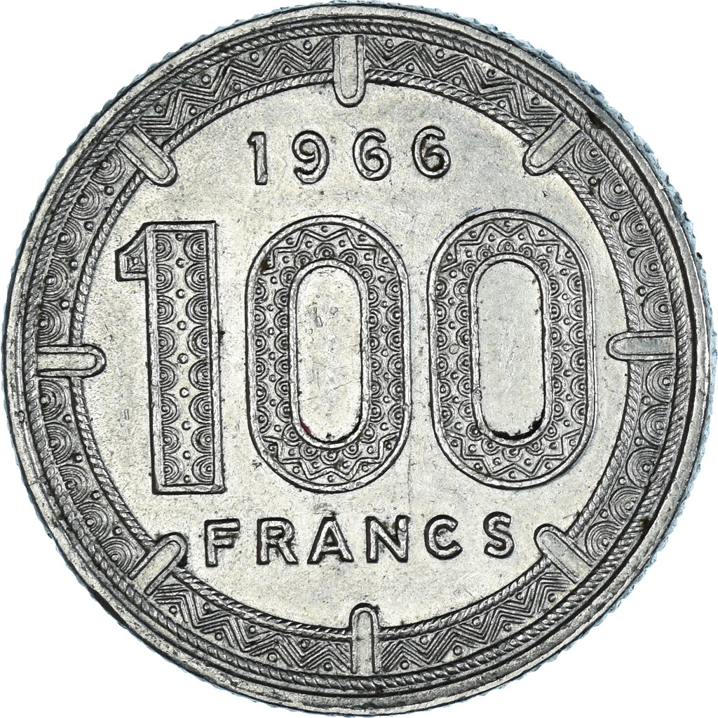 Coin, Gabon, 100 Francs, 1966, EF(40-45), Nickel, KM:5