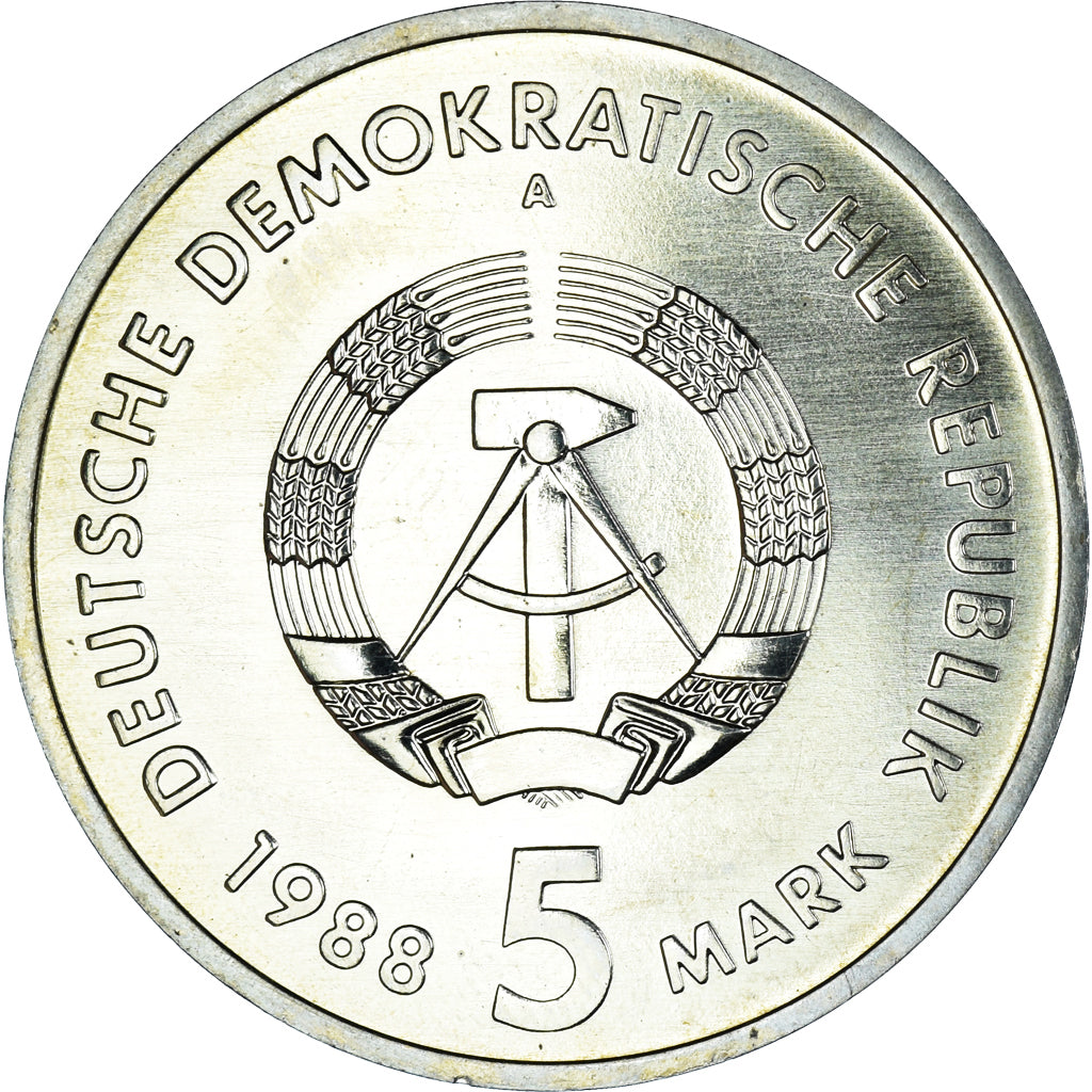 Coin, GERMAN-DEMOCRATIC REPUBLIC, 5 Mark, 1988, Berlin, MS(63), Copper-nickel