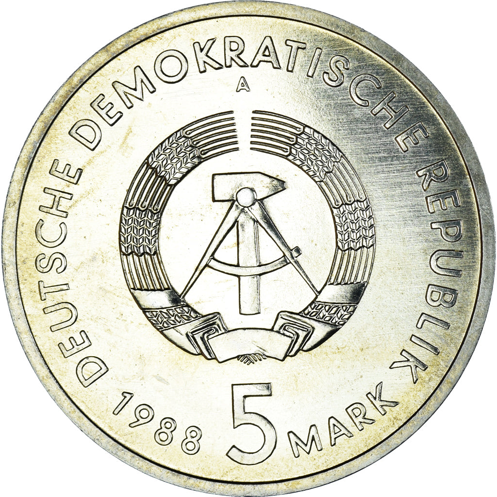 Coin, GERMAN-DEMOCRATIC REPUBLIC, 5 Mark, 1988, Berlin, MS(63), Copper-nickel