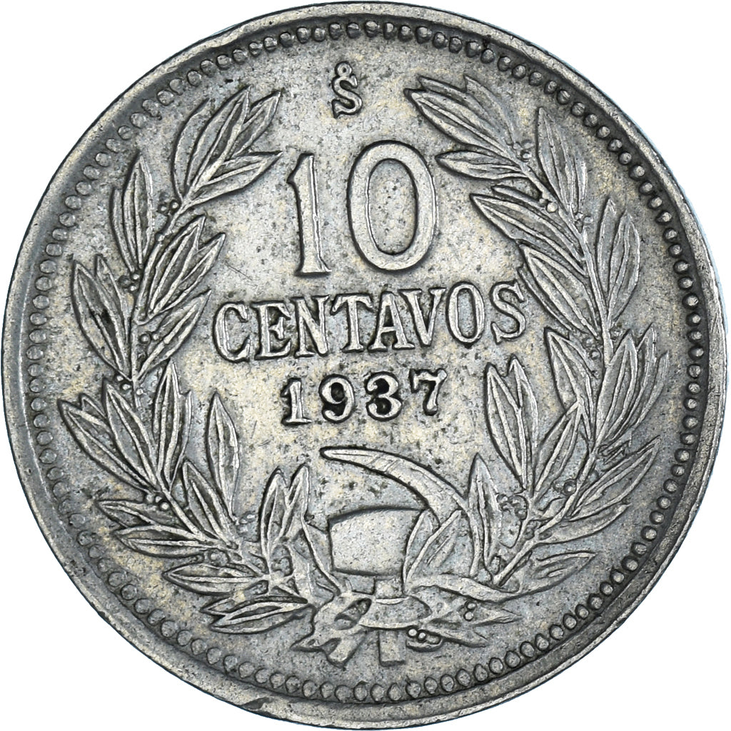 Moneda, Chile, 10 Centavos, 1937, EBC, Cobre - níquel, KM:166