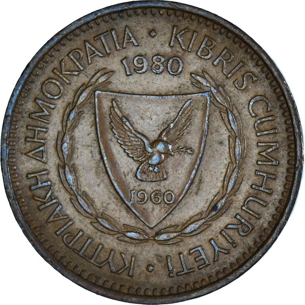 Moneta, Cipro, 5 Mils, 1980, BB, Bronzo, KM:39