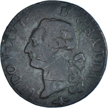 Moeda, França, Louis XVI, Sol ou sou, Sol, 1791, Lyon, VF(20-25), Cobre