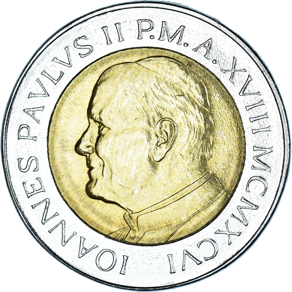 Coin, VATICAN CITY, John Paul II, 500 Lire, 1996, Roma, MS(63), Bi-Metallic