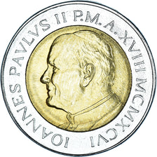 Coin, VATICAN CITY, John Paul II, 500 Lire, 1996, Roma, MS(63), Bi-Metallic
