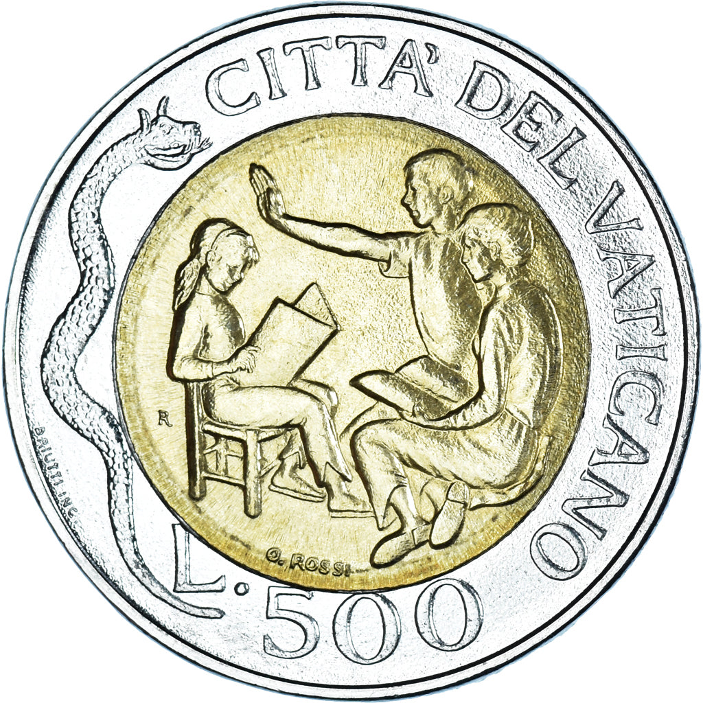Coin, VATICAN CITY, John Paul II, 500 Lire, 1996, Roma, MS(63), Bi-Metallic